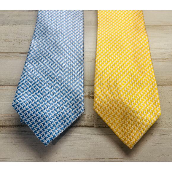 Hermes Other - Paul Fredrick Vintage Blue and yellow 100% Silk Ties EUC